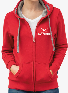 Hoodie-Jacke Unisex "Poeler Ding" mit gesticktem Logo auf Brust