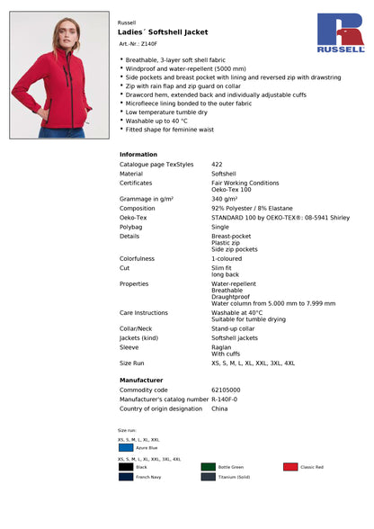 Ladies Softshell Jacket mit Motiv "Querflöte"