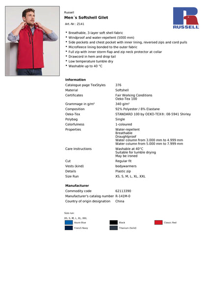 Softshell Weste Unisex + Name