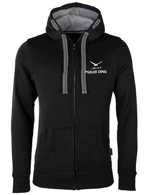 Hoodie-Jacke Unisex "Poeler Ding" mit gesticktem Logo auf Brust